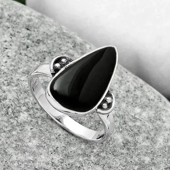 Black onyx silver rings - Picture 3 of 3